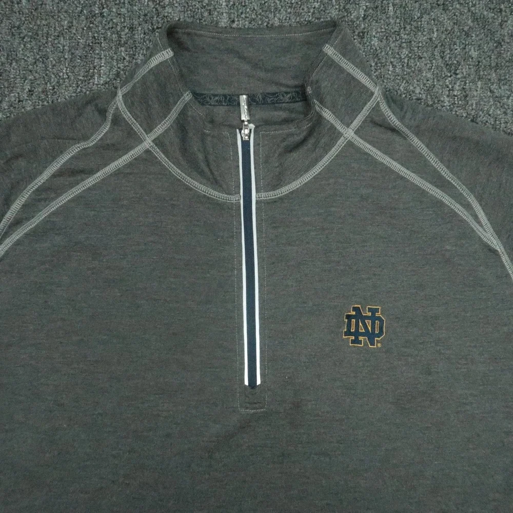 Notre Dame Fighting Irish Pullover Men XXL Gray Tommy Bahama Quarter Zip Sweater
